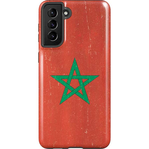 Morocco Flag Distressed Galaxy S21 FE Pro Case